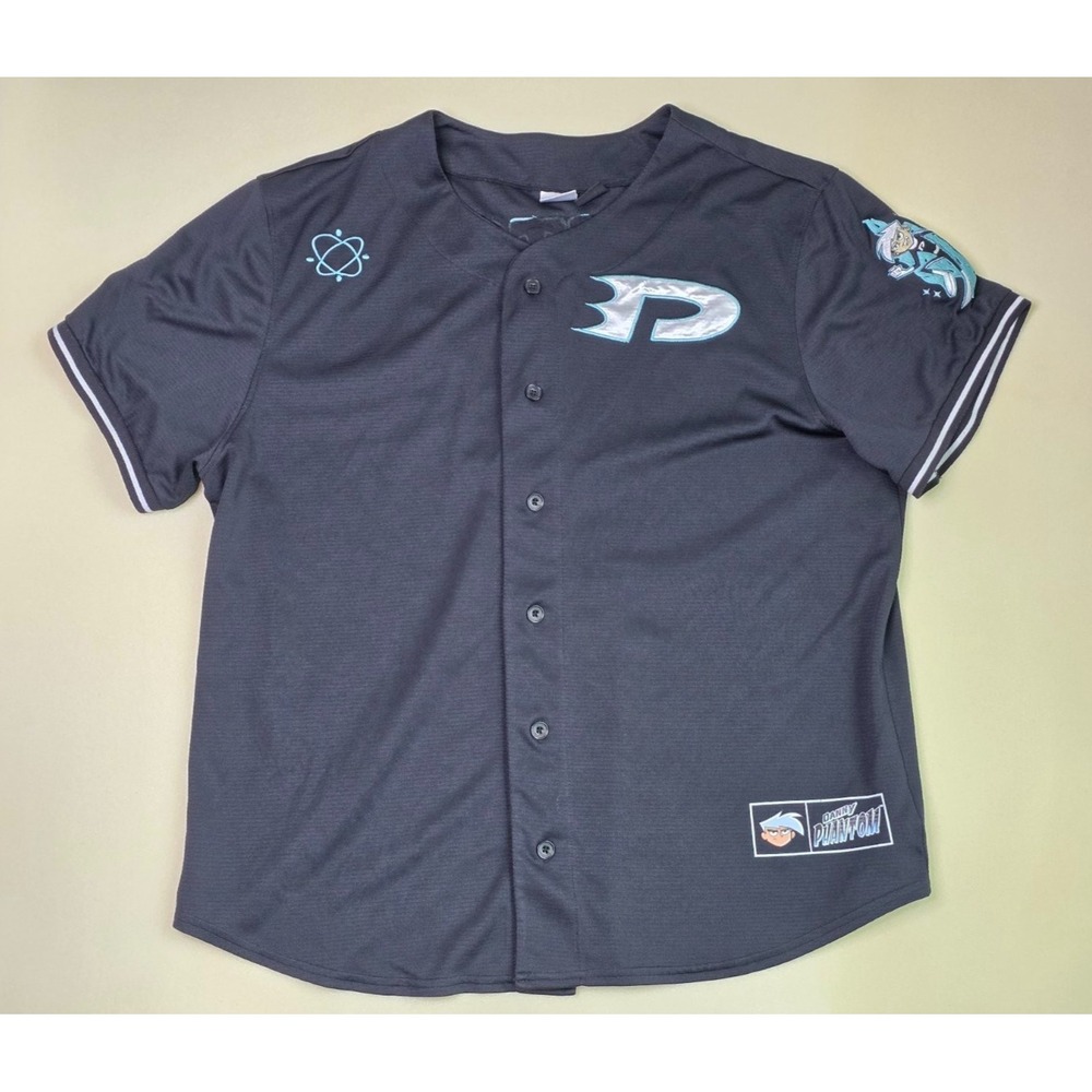 Nickelodeon Danny Phantom Fenton 0 Baseball Jersey Men's XXL Black Cartoon Y2K